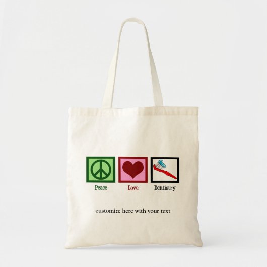 Tote Bag Dentist Office Peace Love Dentistrie Cute Custom (Devant)