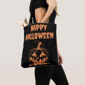 Tote Bag Déplaisant Fondre Orange Citrouille Happy Hallowen (De près)
