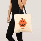 Tote Bag Déplaisant Jack-o-Lantern Orange Nom Trick-or-Trea (Devant (produit))