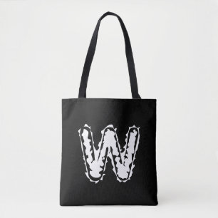Tote Bag Déplaisant Monogramme blanc sur noir