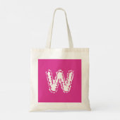 Tote Bag Déplaisant Monogramme blanc sur rose (Dos)