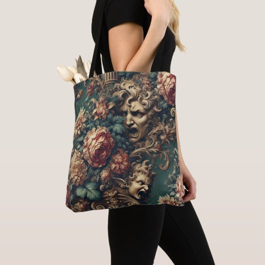 Tote Bag Deranged Decadence – Gothic Victorian Floral (De près)