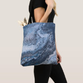 Tote Bag Dérive océanique bleu et gris abstrait (De près)