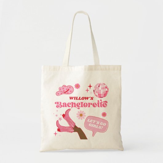 Tote Bag Dernier Disco Rodeo Faveur de fête de Bachelorette (Devant)