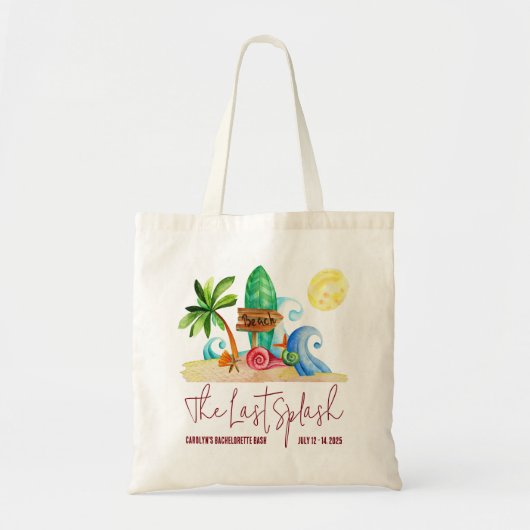 Tote Bag Dernière Splash, Plage, Surf Bachelorette Party (Devant)