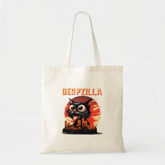 Tote Bag Derpzilla Funny Derpy Giant Cat Kitten City (Devant)