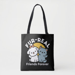 Tote Bag Des amis vrais pour toujours Cute Cat & Chien Du