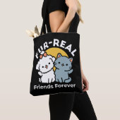 Tote Bag Des amis vrais pour toujours | Cute Cat & Chien Du (De près)