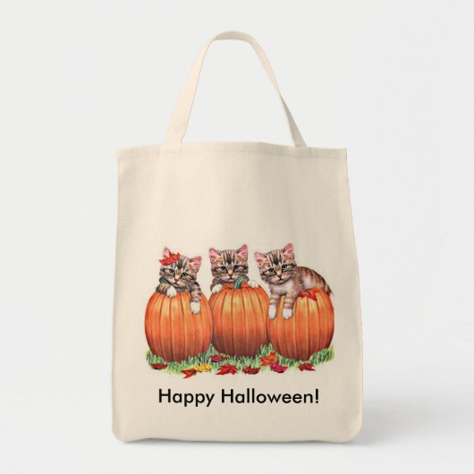 Tote Bag Des chatons en Citrouille pour Halloween (Devant)