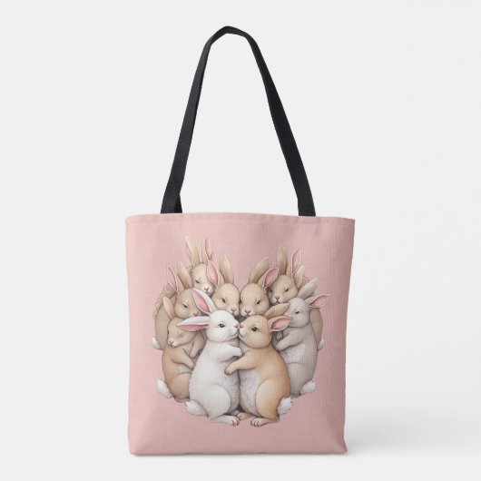 Tote Bag Des lapins adorables dans un Pastel cosy Hug Illus (Dos)