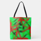 Tote Bag Des ondulations vert citron et rouge clair, avec d (Devant)