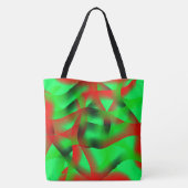 Tote Bag Des ondulations vert citron et rouge clair, avec d (Dos)