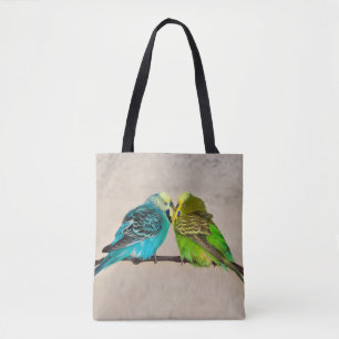 Tote Bag Des perruches dans l'amour tout plus de - imprimez