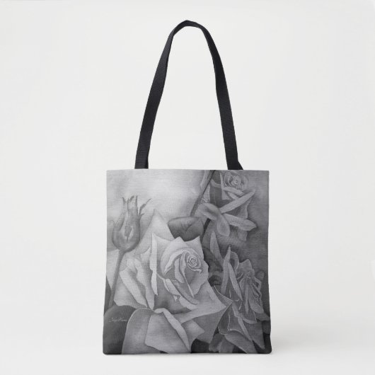 Tote Bag Des Roses parfaits dans les nuances de Gray Fourre (Devant)