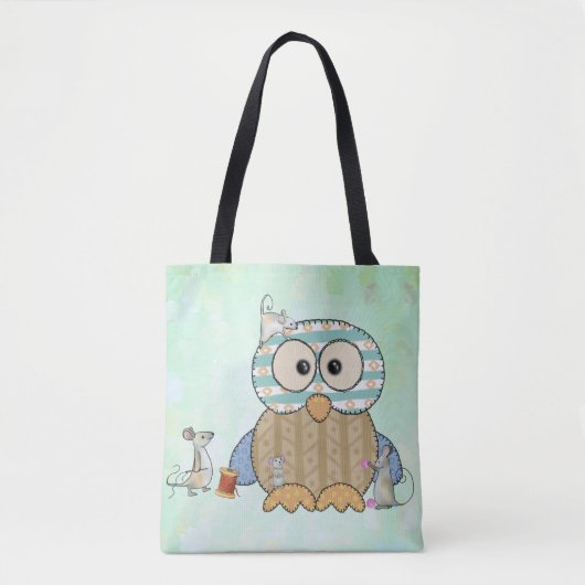 Tote Bag Des souris coudre à chouette (Devant)