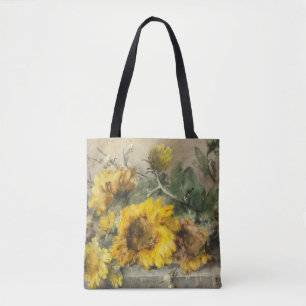 Tote Bag Des tournesols sur une haie de pierre par Roosenbo