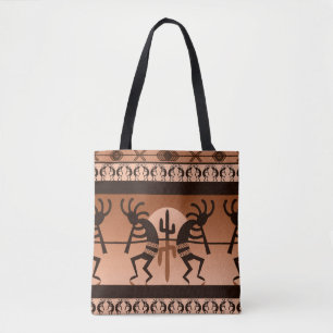 Tote Bag Desert Kokopelli Sun Cactus Modèle sud-ouest