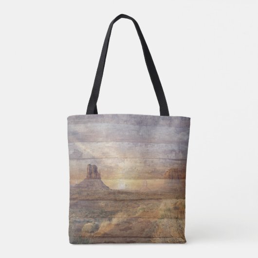 Tote Bag Desert Landscape Monument Valley And Cloudy Sky    (Dos)