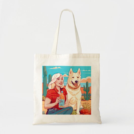 Tote Bag Desert Secourt Chien, Tequila et Femanhood Print (Devant)