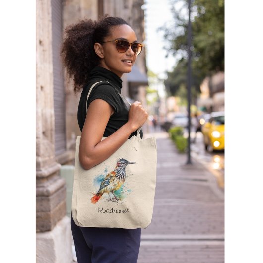 Tote Bag Desert Spirit, Roadrunner en Aquarelle, coutume