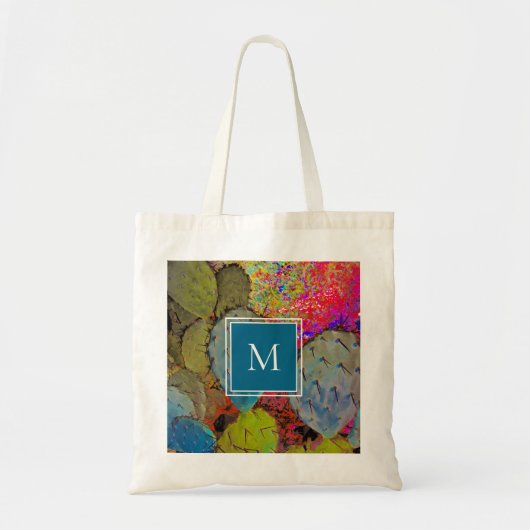 Tote Bag Désert Sud-Ouest Monogramme Prickly Pear Cactus (Devant)