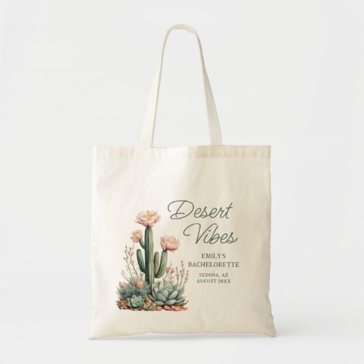 Tote Bag Desert Vibes Bachelorette Party Blooming Cactus (Devant)