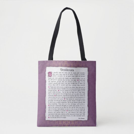 Tote Bag Desiderata - Choses désirées (Devant)