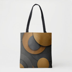 Tote Bag Design abstrait géométrique noir et or de luxe
