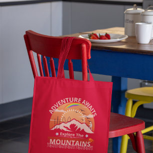 Tote Bag Design "Adventure Await-Explore the mountain"