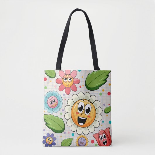Tote Bag Design arrière - plan transparent avec fleurs colo (Devant)