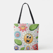 Tote Bag Design arrière - plan transparent avec fleurs colo (Dos)
