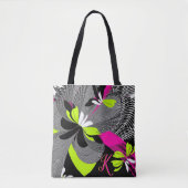 Tote Bag Design Art Déco élégant Noir & Rose Chaud Monogram (Devant)