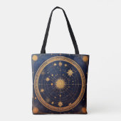 Tote Bag Design céleste doré avec Soleil et Orbites (Dos)
