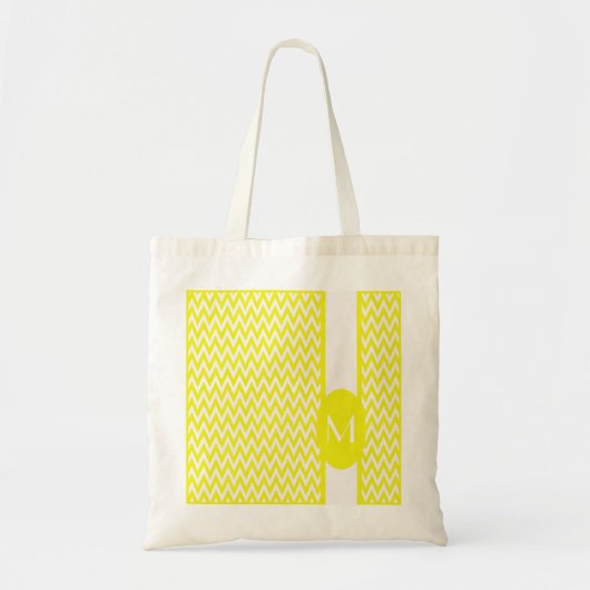 Tote Bag Design Chevron élégant citron avec monogramme (Devant)