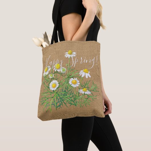 Tote Bag Design Chic Chic Chic Fleurs Chamomille Personnali (De près)