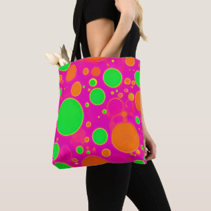 Tote Bag Design circulaire néon rose et vert rétro