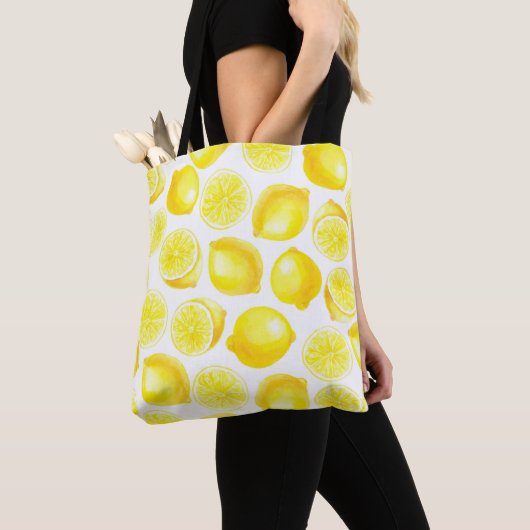 Tote Bag Design citrons aquarelle (De près)