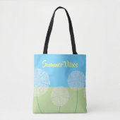 Tote Bag Design d'art d'été Dandelion unique bleu vert (Devant)