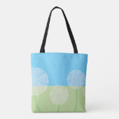 Tote Bag Design d'art d'été Dandelion unique bleu vert (Dos)