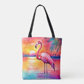 Tote Bag Design d'art Flamant rose Sunset (Dos)