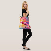 Tote Bag Design d'art Flamant rose Sunset (Sur le modèle)