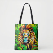Tote Bag Design d'art pop de Jungle Lion (Devant)