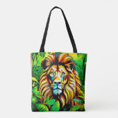 Tote Bag Design d'art pop de Jungle Lion (Dos)