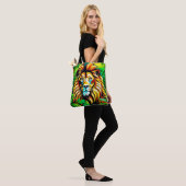Tote Bag Design d'art pop de Jungle Lion (Sur le modèle)