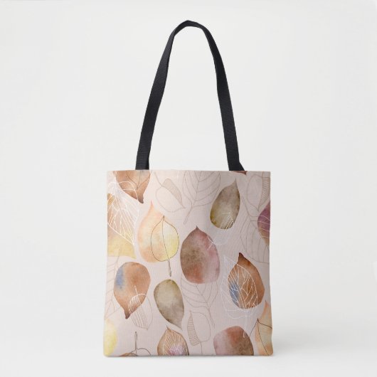 Tote Bag Design d'automne de feuille d'aquarelle graphique (Devant)