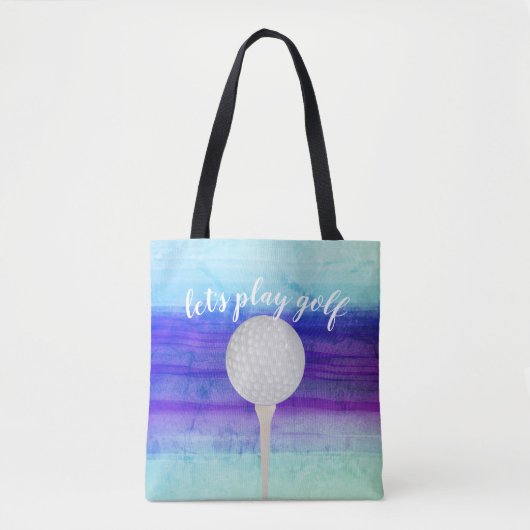 Tote Bag design de balle de golf pour golfeurs violet et bl (Devant)