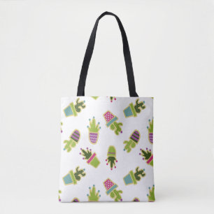 Tote Bag Design de cactus mignon avec couleur arrière - pla