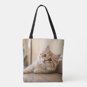 Tote Bag Design de chat en forme de cœur (Dos)