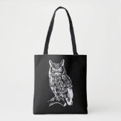 Tote Bag Design de Chouette noire et blanche (Devant)