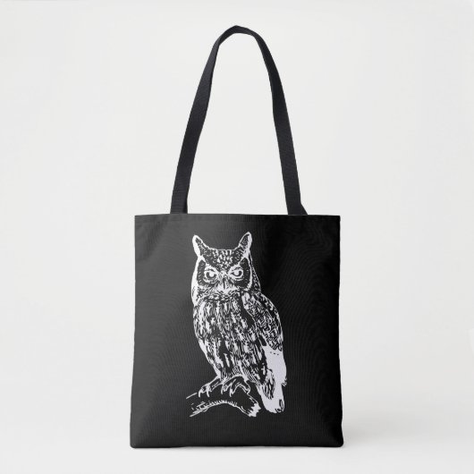 Tote Bag Design de Chouette noire et blanche (Devant)